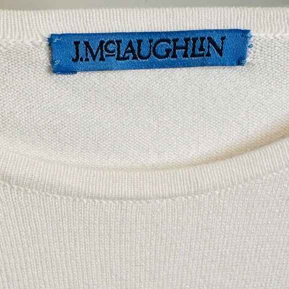 J. McLaughlin Jamey Egret White Crewneck Knit Sweater Shirt Top - Picture 9 of 15